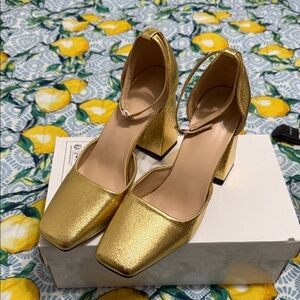 SHEIN Gold Block Heel Women's Shoes